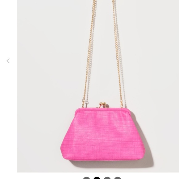 Francesca’s Collections fuscia pink Sophie Frame Chain Clutch Crossbody Bag Purs - Picture 2 of 8